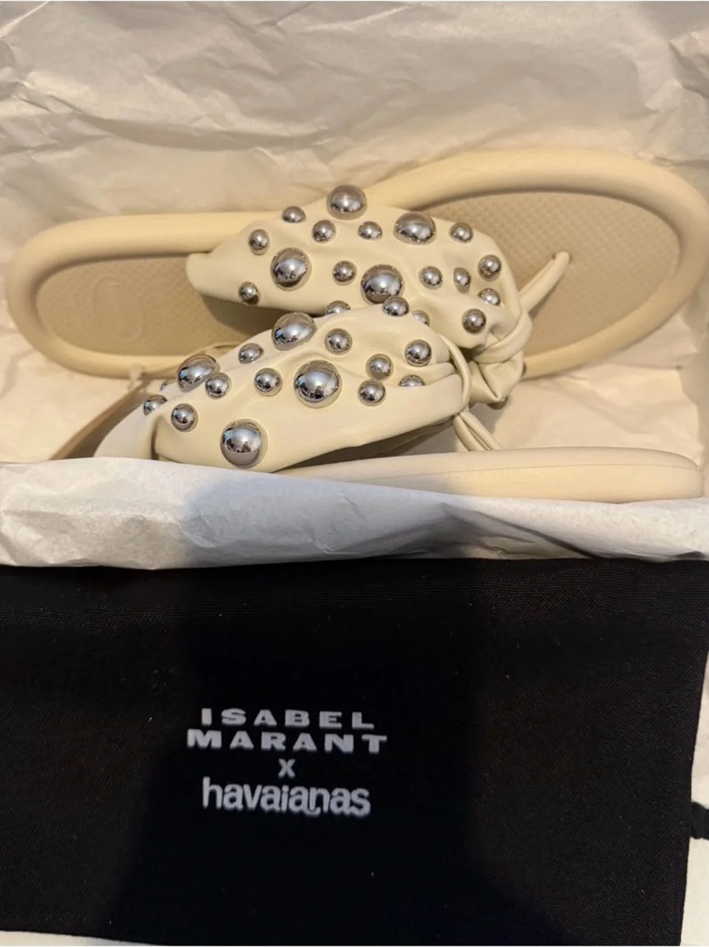 Isabel Marant x Havaianas collaboration  Cream Studded HAVIANA Padded Flip Flops